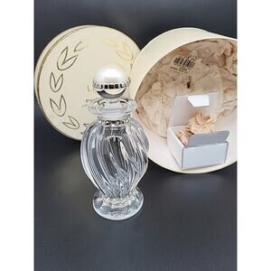 Vtg Lenox Art Glass Perfume Bottle Czech Diamonds & Pearl Swirl 5" Rhinestones